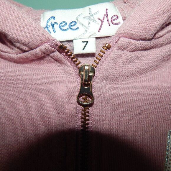 FREESTYLE girls size 7 pink girl power sequin stripe full zip thin sporty jacket - Picture 4 of 8